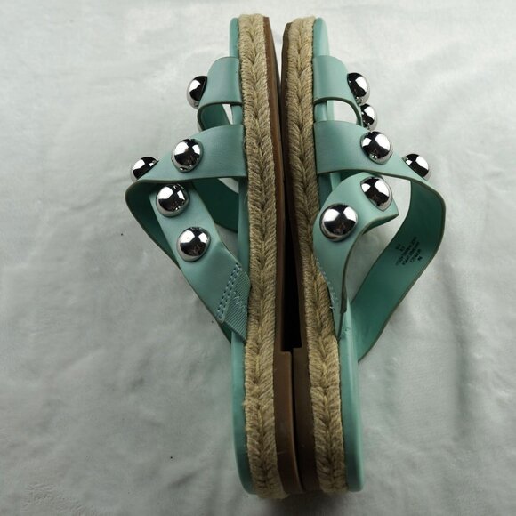 NWOT Marc Fisher Prisca Studded Espadrille Slide Sandals Aqua Blue Size‎ 9M - Picture 5 of 7